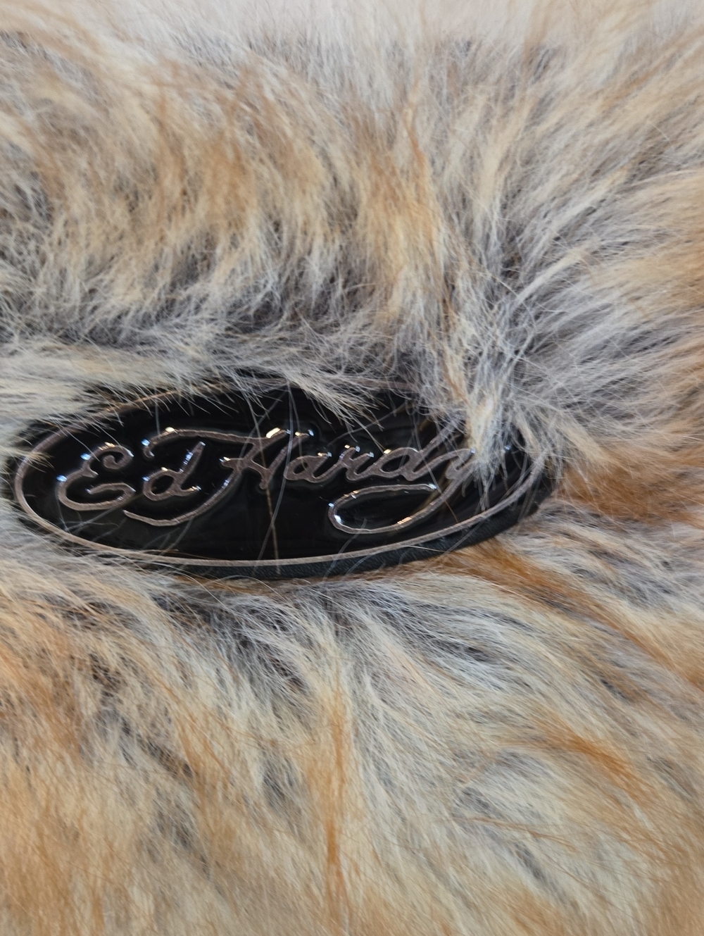 Ed Hardy Faux Fur Shoulder Bag in Tan/Black NWOT - Picture 2 of 10